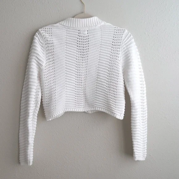 Cotton On White Cropped Pointelle Knit Button Cardigan - Picture 11 of 14